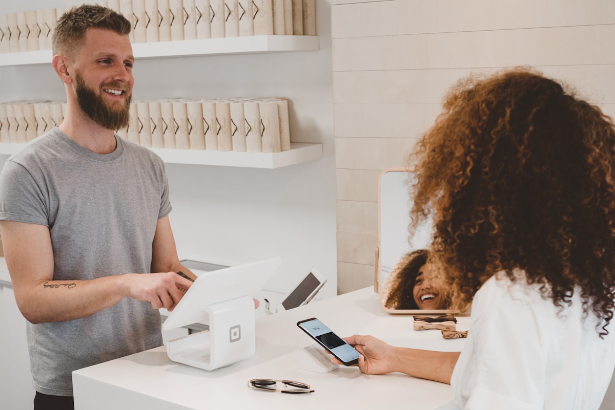 Customer paying with a card
